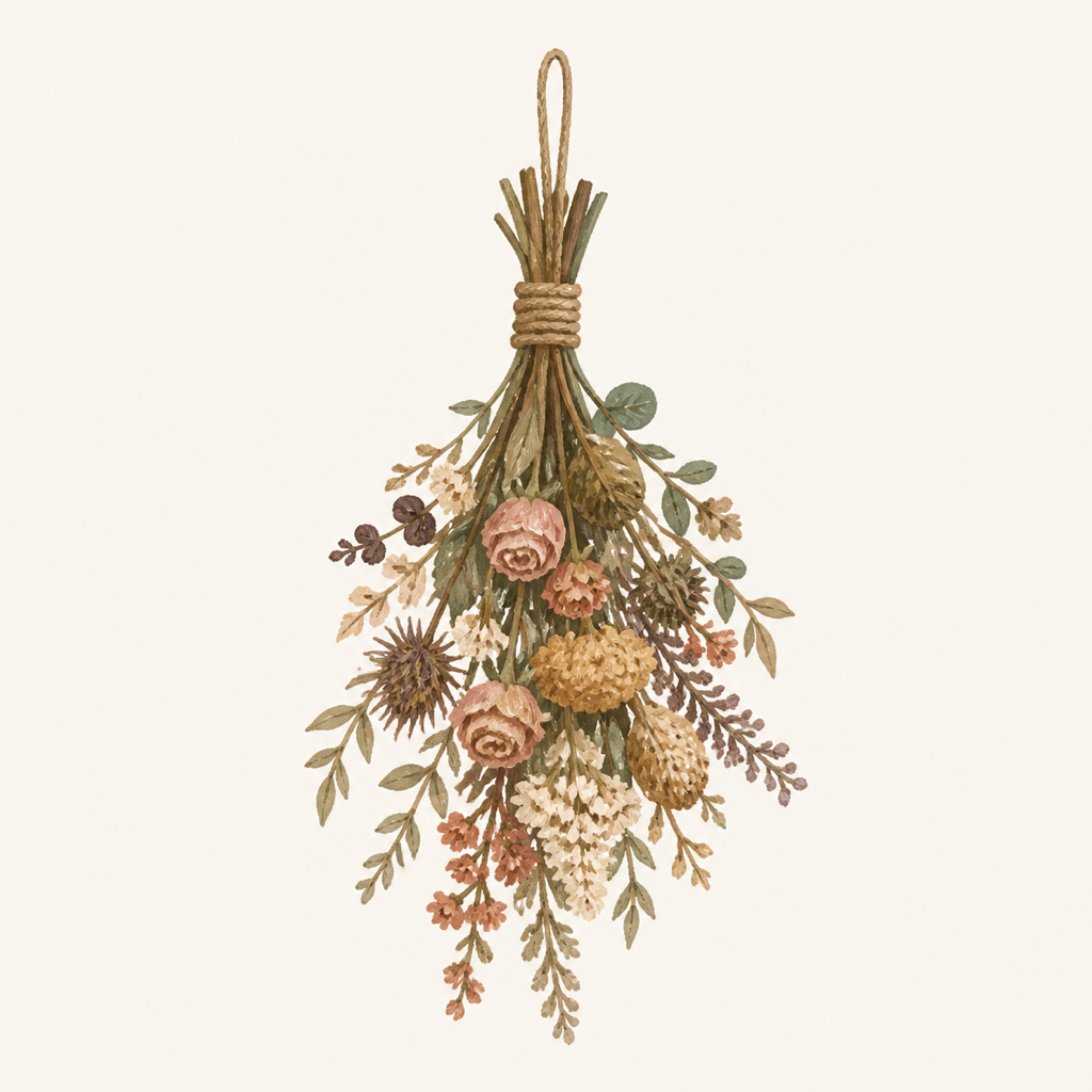 Dried flower bundle — like the ones on our walls